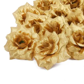 50 buc Trandafiri de Mătase Artificială de Nunta Clipuri de Nunta de Decorare Cap de Floare (de Aur)
