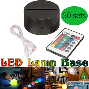 50 de seturi de Lumini de Noapte Lampa Baze Iluzia 3D USB Cablu de Control de la Distanță 7 Culori Led-uri lampă de noapte Asamblate de Bază Pentru Iluminat Accesor