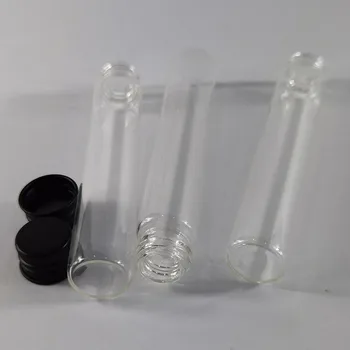 50 x 25 ML Gol Sticlă Clară Șurub Gât Eșantion Flacoane cu Capace din Aluminiu Negru 25CC Tub de Sticlă Recipiente Cu Capac din Aluminiu