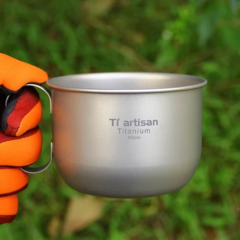 500ml aer liber Titan Portabil Mini Ceai Cana de Cafea Ceasca de Apa Ultralight Vin Titan Cana de Călătorie Camping Drumetii cu Rucsacul in spate
