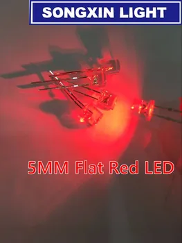 500pcs 5mm Rosu Transparent LED Ultra Luminos de Sus Plat cu Unghi Larg Obiectiv Clar 5 mm Diodă Emițătoare de Lumină Lampă cu LED-uri