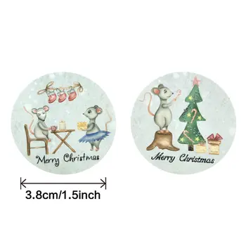 500pcs/rola 3.8 cm 1.5 inch Mouse-ul Autocolante Crăciun Fericit Eticheta adezivă de Hârtie de Cadouri de Partid Tag-uri DIY Decoratiuni de Craciun Pentru Casa