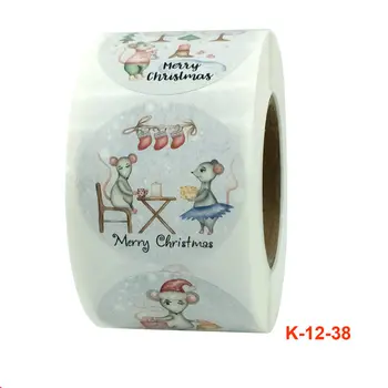500pcs/rola 3.8 cm 1.5 inch Mouse-ul Autocolante Crăciun Fericit Eticheta adezivă de Hârtie de Cadouri de Partid Tag-uri DIY Decoratiuni de Craciun Pentru Casa