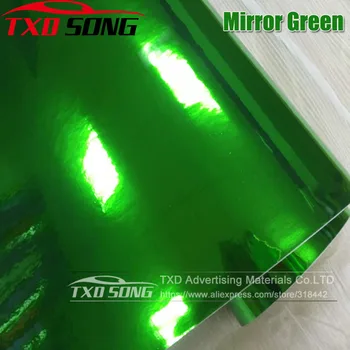 50CM*100/200/300/400/500CM Nouă Dimensiune Mare stretchable verde argintiu Oglinda Crom flexibil, Folie de Vinil Foaie Rola de Film Mașină de Vinil