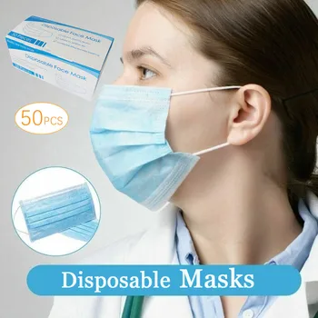 50Pc Masca Mondmasker de Unică folosință Nonwove 3 Straturi Straturi Mască cu Filtru gura mască filtru de siguranță Respirabil mască de Protecție Picătură navă