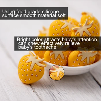 50pc Mini Capsuni Margele de Silicon Baby Teether DIY Lant Suzeta Dentitie Silicon Brățară Colier BPA Gratuit Cărucior Lanț