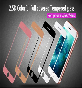 50pcs 2.5 D Pentru iphone 7/6/6S/5/5S/SE Complet acoperit de mătase de imprimare Temperat pahar Ecran Protector mare, margine de culoare complet acoperite de sticlă
