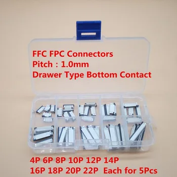 50pcs FFC conector FPC 1.0 mm 4/6/8/10/12/14/16/18/20/22 Pin Tip Sertar Jos de Contact Plat cu Cablu Conector Soclu Seturi