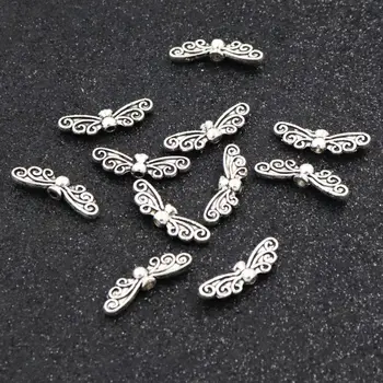 50pcs Fluture Antic SilverColor Margele de Metal Pentru a Face Bijuterii Handmade Bijuterii Margele DIY Accesorii Latime 21MM Gaura de 1,8 mm