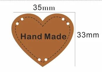 50pcs forma de inima realizate manual din piele PU Etichete 35mm*33mm jacheta eticheta de îmbrăcăminte accesorii
