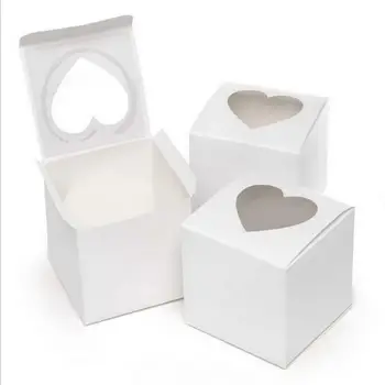 50pcs inima Alb Mini Cupcake nunta laser cutie de bomboane caseta de favoarea nunta favoarea cutie pentru fete baietii de ziua babyshow supplie