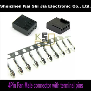 50PCS/ Lot 4 Pin PWM Fan de sex Masculin conector cu 200PCS Pini terminali - Negru