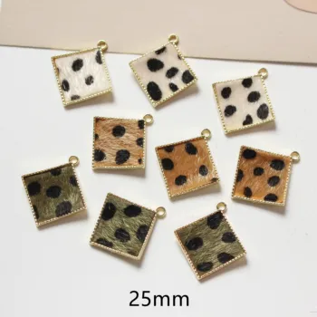50pcs/lot culoare leopard model tesatura de bază de geometrie neregulată formă pătrată aliaj plutitoare medalion farmece diy bijuterii