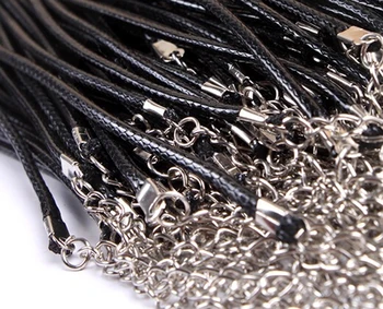 50pcs/lot en-Gros din Piele Neagră Ceara Rope Cablu Lanț Colier DIY Șir Coarda Curea Incuietoare Homar Bijuterii din Piele Lanț
