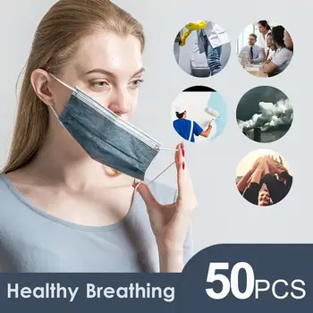 50PCS mască de Unică folosință Anti-ceață Masti de Fata Pentru Adulți și Copii 4-Strat Fata de Gura Masca de Respirat Măști mascarillas con filtro