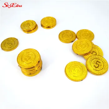 50pcs Numărul 5 din Plastic Monede de Aur de Crăciun Recuzită Copii Jocuri Jucarii Home Decor Ornamente Non-moneda Monede 7ZHH270