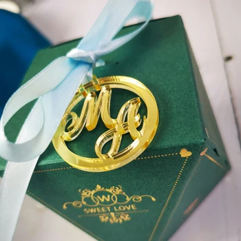 50pcs personalizate personalizate Rotunde nunta, numele și Inițialele taguri culoare Oglindă de aur,Nunta/pentru Copii Cadou bomboane tag masa Decor de Masă