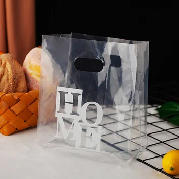 50pcs transparent îngroșat alimente grad plastic sac de pâine desert tort Bomboane ambalare sac cu Mâner Petrecere de Nunta consumabile