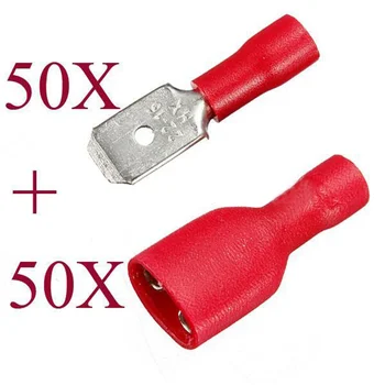 50Sets/100 Buc de sex Masculin și de sex Feminin Manșoane kit set de Sârmă de Cupru Sertizare Conector Izolat Cablul de Pin End Pentru 22-16AWG Fir Electric/Cablu