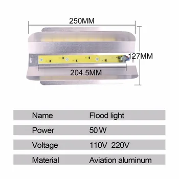 50W Inundații LED Lumină Deplină Putere 220V LED Proiector Proiector Proiector rezistent la apă în aer liber Strada de Perete Iluminat