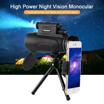 50X60 Monocular LED Night Vision Portabil Prisme BAK4 HD Telescop cu Telefon Clip Trepied pentru Exterior de Vânătoare, Camping