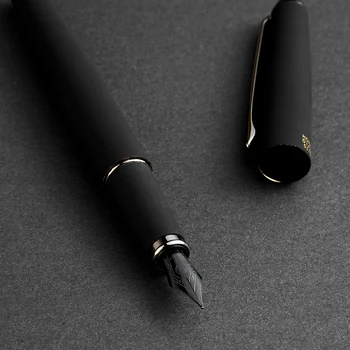 517D HongDian cerneală Neagră Mat Full Metal Silver Clip Pixuri Titan Clasic Fountain-Pen EF/F/Îndoit Peniță PensSchool Birou