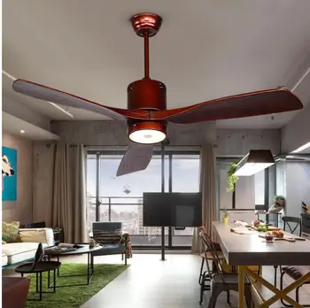52inch Antic ventilator de tavan fan lumina lumina cu telecomanda minimalismul modern, stil de fan lampă cu LED-uri solid 3 lame de lemn 52inch