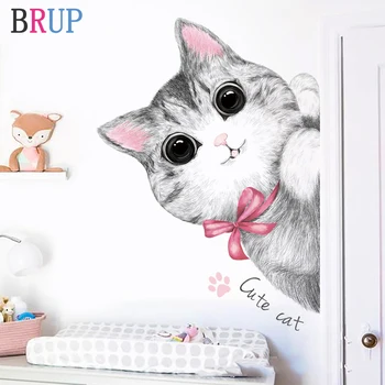 55*80cm Pisici Desene animate Autocolante de Perete de Artă Vinil Acasă Decor pentru Camera Copii Pisica Minunat Ușa Autocolant Cameră Decor pentru Dormitor