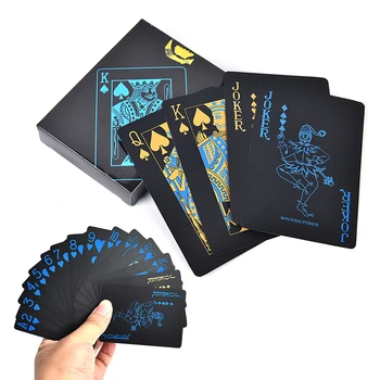 55Pcs/Set Creativ Cadou Durabil de Poker din Plastic PVC Poker Impermeabil Negru Cărți de Joc en-Gros de 9cm x 6.5 cm x 1.2 cm