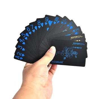55Pcs/Set Creativ Cadou Durabil de Poker din Plastic PVC Poker Impermeabil Negru Cărți de Joc en-Gros de 9cm x 6.5 cm x 1.2 cm
