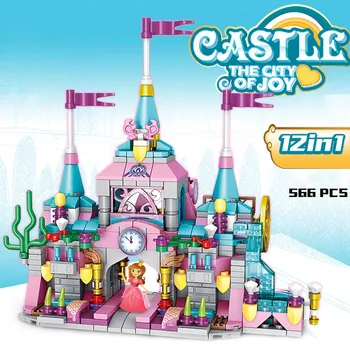 566pcs 12 IN 1 Princess Castle Model Blocuri de Casa de Prieteni Seturi de Cărămizi Educație Jucării pentru Copii Fete