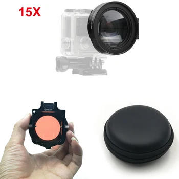 58mm 16x Close-up Lupa Macro Roșu Lentile cu Filtru Pentru GoPro Hero 3+ 4 5 6 7 Waterpoof cazul Accesorii aparat de fotografiat