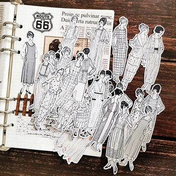 58pcs/sac alb-negru de epocă caracter autocolante DIY scrapbooking album junk jurnalul fericit planificator de autocolante decorative