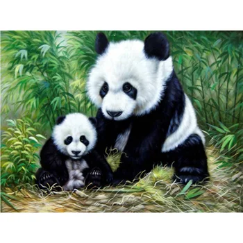 5D Diamant Pictura Panda Bambus Verde Animal Rotund Burghiu Plin de Copii de Desene animate DIY Mozaic Broderie Cusatura Cruce Stras