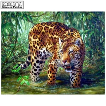 5D DIY Diamant broderie cusatura Cruce leopard Plin Pătrat/Diamant Rotund mozaic de Diamante pictura decor HYY
