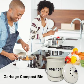 5L Deșeuri de Bucătărie Compost Bin Anti-rugina Ușor Gunoi Container Stil Nordic Bucătărie Compostor Pentru Deșeuri Alimentare Filtru de Cărbune