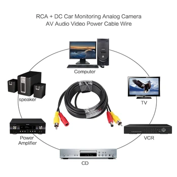 5m AV Audio Video, Cablu de Alimentare RCA + DC Masina de Monitorizare aparat de Fotografiat Analog Cablu de Extensie microfon Pentru Masina Camion Acasă CCTV DVR AHD