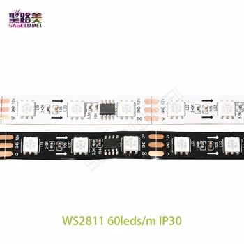 5m/rola DC12V 5050 SMD rgb 2811 benzi de lumină adresabile 30/48/60 led-uri/m Smart led pixeli benzi externe ic 1 ic de control 3 led-uri