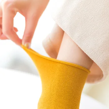 5Pairs/Mulțime de Toamna/Iarna pentru Femei Șosete Bomboane de Culori Sertizare Cutton Stil Japonez Gramada Solid Drăguț EU34-40 Nepriceput Sosete Femei