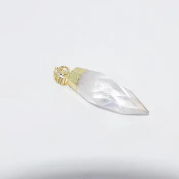 5pc Moda Bijuterii Naturale clare piatră de cuarț de cristal pandantiv glont de sex feminin piatră fațetată femei pandantiv cu top placare cu aur