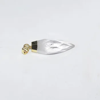 5pc Moda Bijuterii Naturale clare piatră de cuarț de cristal pandantiv glont de sex feminin piatră fațetată femei pandantiv cu top placare cu aur
