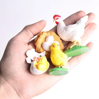 5PCS Cocoș, Găină, Pui de Simulare Model Animal de Jucărie Kit de Educație Timpurie Instrumente de Predare