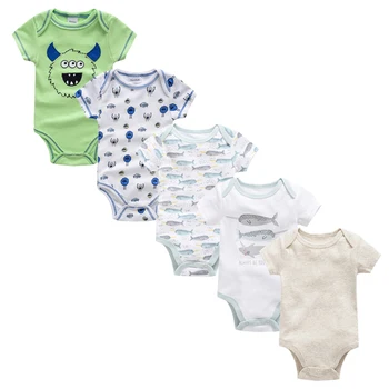 5pcs/Lot Copil Fată Băiat Bodysuit 0-12M Tricotate de Bumbac Ropa de bebe Confortabil Vara Nou-născuți Haine pentru Copii Maneca Scurta body bebe