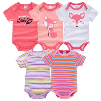 5pcs/Lot Copil Fată Băiat Bodysuit 0-12M Tricotate de Bumbac Ropa de bebe Confortabil Vara Nou-născuți Haine pentru Copii Maneca Scurta body bebe