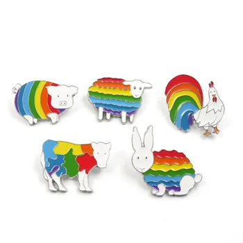 5pcs/lot Curcubeu Brosa Ace Animal Pin LGBT Insigne Metalice Broșă Pin Minunat
