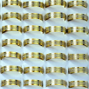 5Pcs Moda Dungă Strălucitoare de Aur din Oțel Inoxidabil Inele de Femei pentru Femei Bijuterii Vrac Loturi en-Gros LR4084