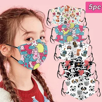 5Pcs/mulți Copii Măști de Copii în aer liber Bumbac Imprimare Față Măști Refolosibile Lavabile masque ro tissus lavable