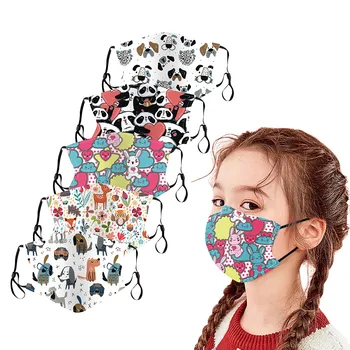 5Pcs/mulți Copii Măști de Copii în aer liber Bumbac Imprimare Față Măști Refolosibile Lavabile masque ro tissus lavable