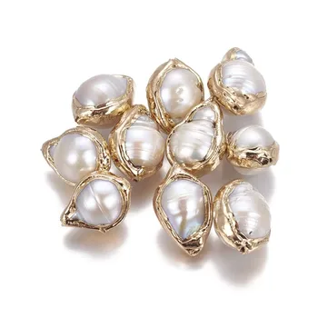 5pcs Naturale Keshi Pearl Margele pentru a face bijuterii, Nucleate Perle, Placat cu Aur, Pepite de Aur F60