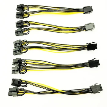 5PCS PCI-E 6-pin pentru Dual 6+2-pin (6-pin/8-pin) Power Splitter Cablu placa Grafica PCIE 6pini PCI Express la Dual Cablu de Alimentare 8pini